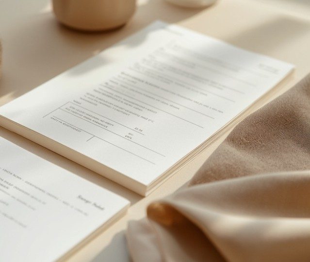 Ambiance de travail — plan de travail et notes, tons chauds